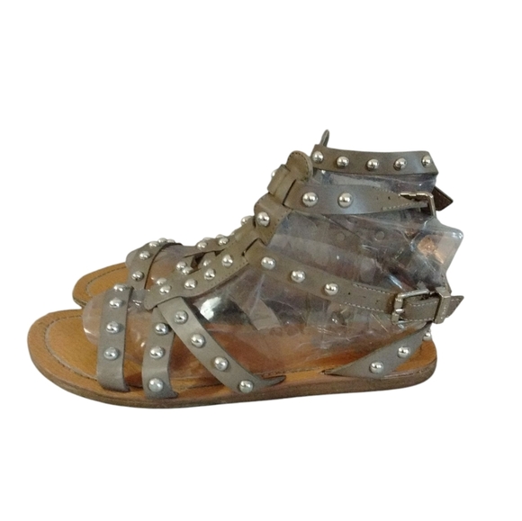 Sam Edelman Circus Eavan Studded Leather Gladiator Sandals in Green/Taupe Sz 6 - Picture 4 of 11
